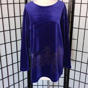 Diane Von Furstenberg purple velvet shirt. Size L.